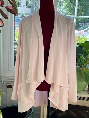 Light Pink Open-Front Draped Women's Sweater Cardigan size L by BRISAS